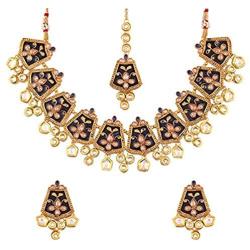 Aheli Fancy Indian Wedding Wear Enamel Necklace Earrings Set Ethnic Traditional Fashion Jewelry for Women