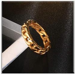 Xusamss Hip Hop Stainless Steel Cuban Chain Band Ring
