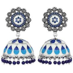 Aheli Beautiful Wedding Wear Indian Oxidized Jhumki Earrings Bollywood Ethnic Fashion Jewelry for Women
