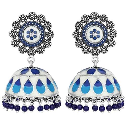 Aheli Beautiful Wedding Wear Indian Oxidized Jhumki Earrings Bollywood Ethnic Fashion Jewelry for Women