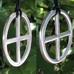 Sun Wheel Solar Cross Circle Jewelry Neo-paganism Norse Viking Celtic Wicca Pagan Protection Amulet Silver Pewter Unisex Mens Pendant Necklace Medallion Charm for men Black Adjustable Cord