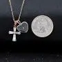 Rose Gold & Platinum Plated Baguette Cut Cubic Zirconia Cross Pendant Necklace with Mustard Seed Heart Pendant Y938 Rose Gold & Platinum Plated Baguette Cut Cubic Zirconia Cross Pendant Necklace with Mustard Seed Heart Pendant Y938