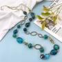 Firstmeet Chunky Crystal Coloured Glaze Beads Long Necklace for Women