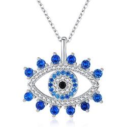 JUSTKIDSTOY Evil Eye Necklace for Women Girls Sterling Silver Lucky Blue Eye Pendant Neckalces Evil Eye Jewelry Gifts