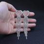 Mlouye Love Heart Long Statement Tassel Earrings Crystal