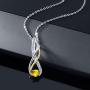 Gem Stone King 2 Tone 10K Yellow Gold And 925 Sterling Silver Diamond Infinity Pendant 0.40 Ct Round Yellow Sapphire