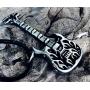 Trilogy Jewelry Pewter Electric Bass Guitar with Flames Necklace/Pendant