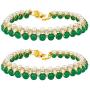 Aheli Indian Wedding Set of 2 Anklet Payal Faux Stone Studded Charm Ankle Bracelet Ethnic Fashion Barefoot Beach Jewelry for Women