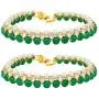 Aheli Indian Wedding Set of 2 Anklet Payal Faux Stone Studded Charm Ankle Bracelet Ethnic Fashion Barefoot Beach Jewelry for Women