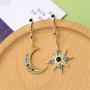 HMOOY Moon and Star Earrings, Bohemian Asymmetrical Sun Moon Star Dangle Earrings Fashion Long Drop Dangle Stud Earrings Punk Jewelry for Women Girls