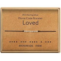 Morse Code Bracelet Sterling Silver Beads on Silk Cord Secret Message I Love You Bracelet Gift Jewelry for her