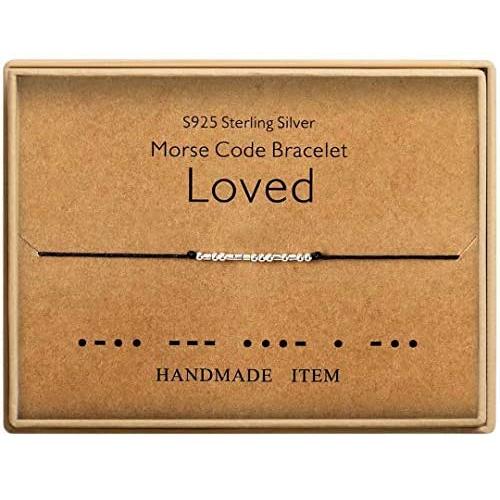 Morse Code Bracelet Sterling Silver Beads on Silk Cord Secret Message I Love You Bracelet Gift Jewelry for her