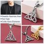 FaithHeart Triangle Celtic Knot Necklace Stainless Steel Vintage Irish Pendant Jewelry for Men Women with 24 Inch Chain (Silver/Gold)