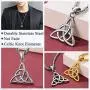 FaithHeart Triangle Celtic Knot Necklace Stainless Steel Vintage Irish Pendant Jewelry for Men Women with 24 Inch Chain (Silver/Gold)
