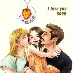 SUNSH I Love You 3000 Pendant Necklace for Women Teen Girls Boys Kids Couple Best Friends Cute Iron Man Fan Gift Inspirational Jewelry Friendship Sister Father Dad Son Mother Daughter Gifts
