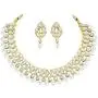 Aheli Fancy Party Wear Pearl Drop Kundan Necklace and Earrings Set Jewelry for Women Girls