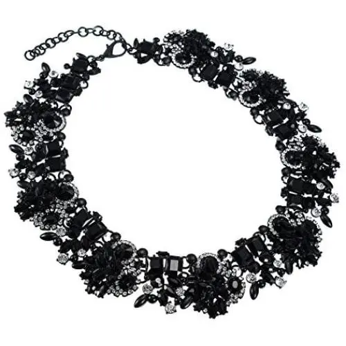 Jerollin Crystal Rhinestone/Pearl Statement Chain Necklace, Vintage Choker Bib Pendant Necklace Bohemian Bling Tassel Collar Statement Necklace for Evening Party Jerollin Crystal Rhinestone/Pearl Statement Chain Necklace, Vintage Choker Bib Pendant Necklace Bohemian Bling Tassel Collar Statement Necklace for Evening Party