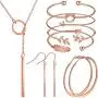 Hicarer Simple Bar Jewelry Set Vertical Bar Necklace Earrings Adjustable Cuff Bracelet