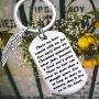 FUSTMW Memory Keychain Remembrance Gift Loss Jewelry in Memory of Dad Mom Loved One Angel Wing Charm Those We Love Remain with Us for Love Itself Lives on