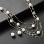 Jones New York White Pearls Multistand Gold Long Necklace Set with Pearl Earrings