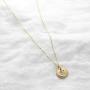 Fettero Disc Necklace Gold Initial Diamond CZ Pave Letter Coin Pendant Dainty Chain 14K Gold Plated Minimalist Simple Boho Personalized Jewelry Gift for Women