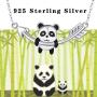 TRISHULA Cute Panda Heart Pendant Necklace,Forever Love Animals Series Delicate Heart Jewelry Great Gift for Mom Daughter Wife