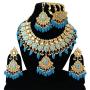 Finekraft Meena Kundan Bridal Wedding Designer Gold Plated Pearls Necklace Jewelry Set