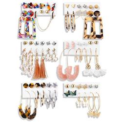 36 Pairs 17IF Boho Earring Set for Women Girls Shiny Gold Leaf Tiered Pearl Earring Hoop Leopard Dangle Earrings Jewelry for Birthday Party Christmas Happy Holiday