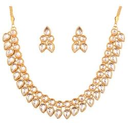 Touchstone Indian Bollywood Handcrafted Traditional Royal Mughal Kundan Polki Meenakari Enamel Colorful Wedding Designer Jewelry Necklace Choker Set in Gold and Silver Tone for Women.
