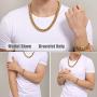 willtx Gold Cuban Link Chain Necklace or Bracelet for Men Boys Rapper Biker Hip Hop Jewelry Thick Curb Links with Design Box Clasp