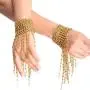 Ewanda store Belly Dance Tassel Wrist Ankle Arm Cuffs Bracelets Wristband Gypsy Jewelry,Halloween Costume Accessory(Gold)