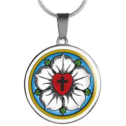 Ruby Peach Luther Rose Pendant Necklace Jewelry