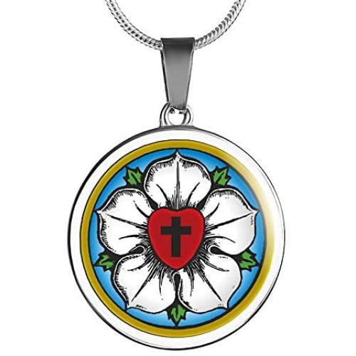 Ruby Peach Luther Rose Pendant Necklace Jewelry
