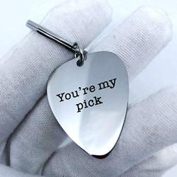 AMOR SPES Valentines Day Couples Gifts Guitar Pick Key Chain for Her for Him - You are My Pick Stainless Steel