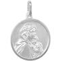 Sterling Silver Mother Mary Baby Jesus Medal Necklace 3/4 inch Round 0.8mm Chain