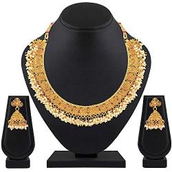 Aheli Indian Ethnic Wedding Wear Faux Pearl Necklace Jhumki Earring Set Bollywood Party Wear Fashion Jewelry for Women