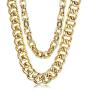 Hanpabum 2 PCS Men Gold Plated Big Chunky Necklace Hip Hop Jewelry 80s 90s Personalized Punk Style Chain Necklace Costume Jewelry