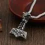 Jovivi Mens Stainless Steel Viking Norse Celtic Knot Mjolnir Thors Hammer Pendant Necklace 24'' Chain with Gift Box,Silver Black