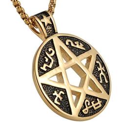 HZMAN Supernatural Devils Trap Symbol Sigil Stainless Steel Pendant Necklace Pentagram Anti Possession