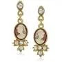 Downton Abbey Carded Gold-Tone Oval Cameo Simulated Pearl and Crystal Drop Earrings Downton Abbey Carded Gold-Tone Oval Cameo Simulated Pearl and Crystal Drop Earrings