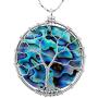SUNYIK Natural Abalone Shell Tree of Life Pendant Necklace and Earrings Jewelry Set for Women, Handmade Wire Wrapped Necklace Earrings Set for Women