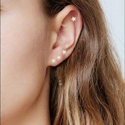 Rose Gold Star Earrings for Girls, Hypoallergenic Fire Opal Stud Earrings For Women ARSKRO S925 Sterling Sliver Little Small Tiny Cute Earring Jewelry Gifts for Sensitive Ears Toddlers Kids
