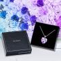 AN JING ZHI Love Heart Necklaces for Women Girls Silver Tone Birthstone Crystals Necklace Mothers Day Anniversary Jewelry Birthday Gifts for Mom/Wife/Sister