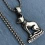 Egyptian Jewelry Pagan Wicca Bastet Bast Goddess Cat Kitty Pewter Mens Womens pendant necklace Amulet for men women unisex Charm w Silver ball chain