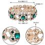 EVER FAITH Austrian Crystal Art Deco Butterfly Bridal Elastic Stretch Bracelet Gold-Tone