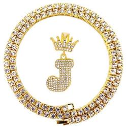 FW Jewelry Bling Iced Out Letter Chains Hip Hop Silver Gold Crown Initial Pendants for Men from A to Z