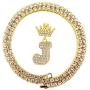 FW Jewelry Bling Iced Out Letter Chains Hip Hop Silver Gold Crown Initial Pendants for Men from A to Z