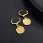 Gold Huggie Hoop Earrings with Dangle Charm|Platinum or 18K Gold Plated Allah Earrings,Small Heart/Coin Style Drop Earrings for Women Girls