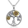 Sunflower Necklaces for Women 925 Sterling Silver Tree of Life Celtic Knot Pendant Necklace Jewelry Gifts for Grils Mom