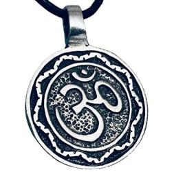 Trilogy Jewelry Pewter Circle Ohm Om Yoga Buddha Namaste Pendant on Leather Necklace